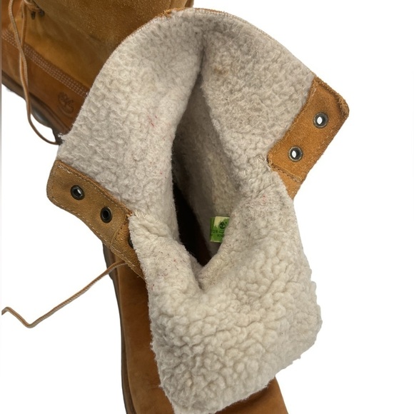 Timberland Teddy Fleece Fold Down Wheat Nubuck Leather Boots Size 9.5 Women's - Picture 10 of 14
